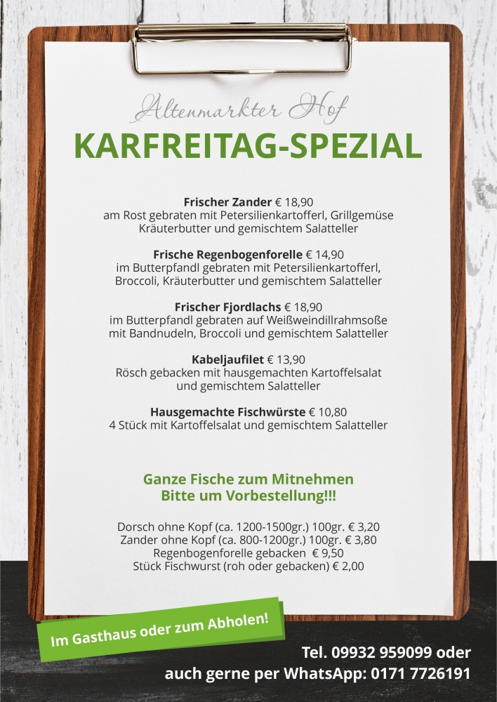 Karfreitag-Spezial im Altenmarkter Hof